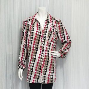 Style & Co Houndstooth Blouse Large